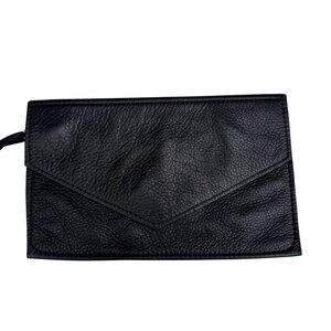Annie Bukhman Black Leather Geometric Wallet With Gold Zipper Closure Brooklyn N